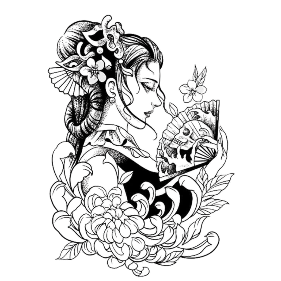 Veil of Bloom (Fan & Skull Geisha)